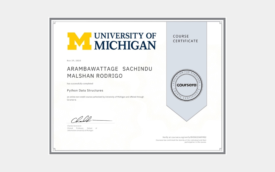 Python Data Structures Certificate